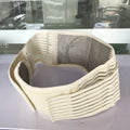 Self-heating waist protection belt with elastic cloth material in black colour showing adjustable fit design