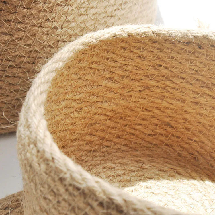 Japanese style linen fabric storage basket with dustproof cover in three sizes for bedroom organisation