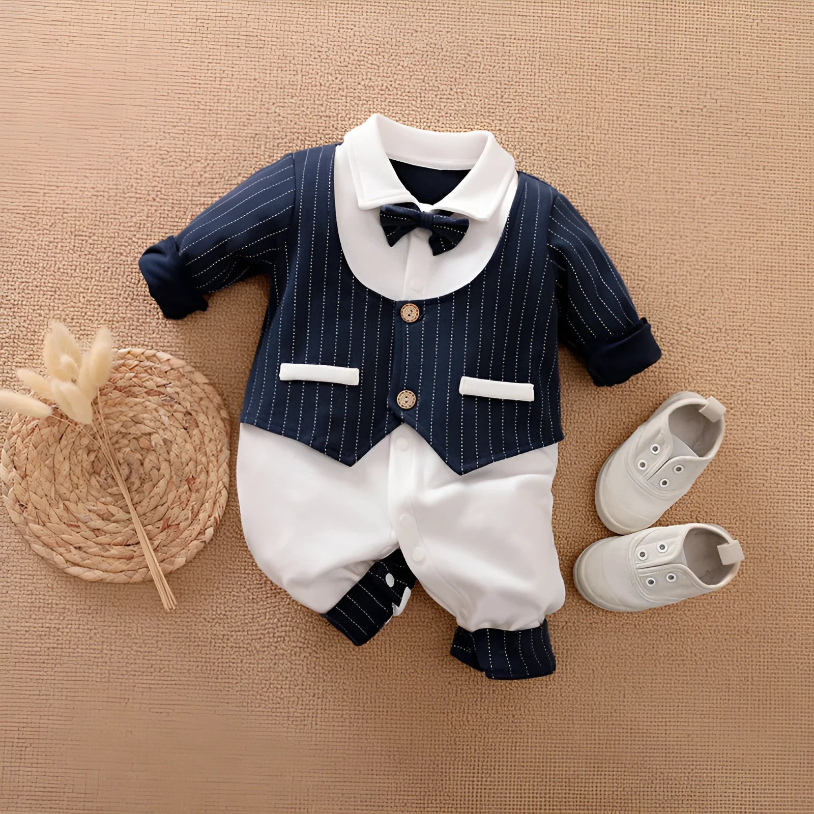 Baby jumpsuit in 99% cotton fabric with long sleeves for spring and autumn wear