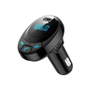Black car Bluetooth MP3 transmitter with digital display and dual USB ports for cigarette lighter socket
