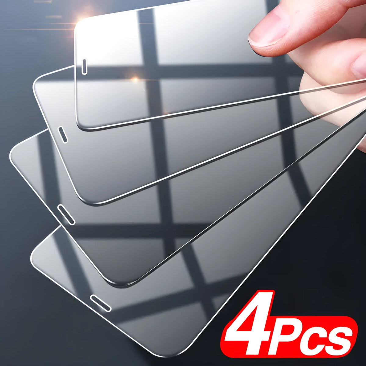 Four tempered glass screen protectors for iPhone with anti-blue light film