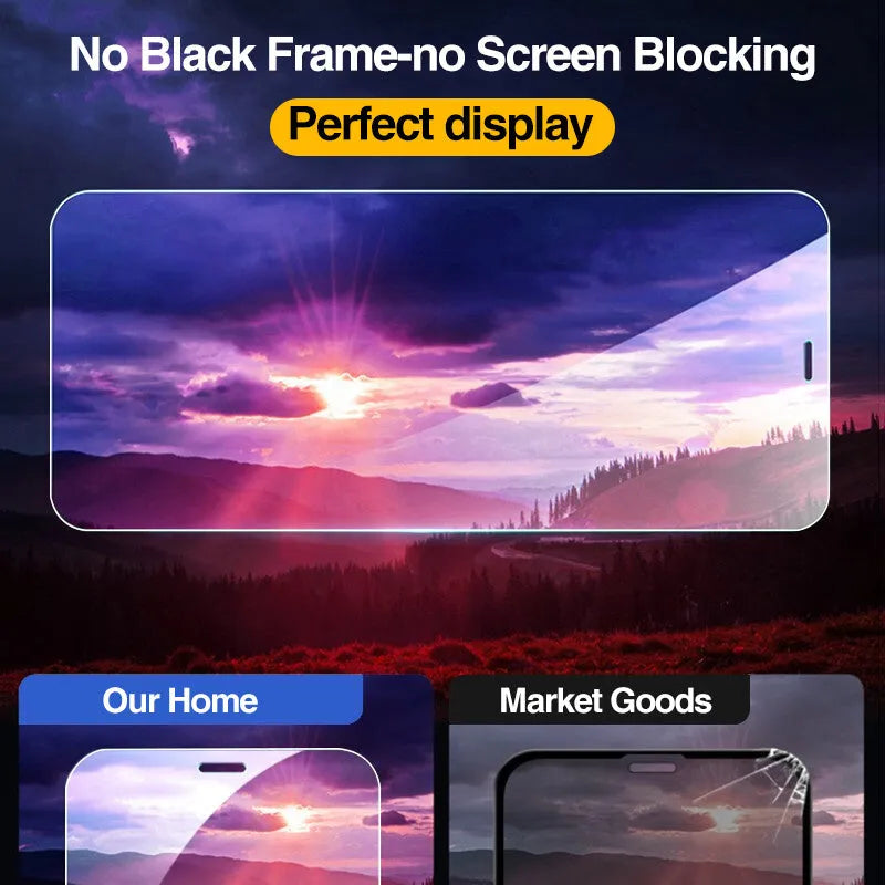Four tempered glass screen protectors for iPhone with anti-blue light film