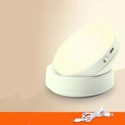 Wireless motion sensor LED light with rotation sensor for cabinets and hallways