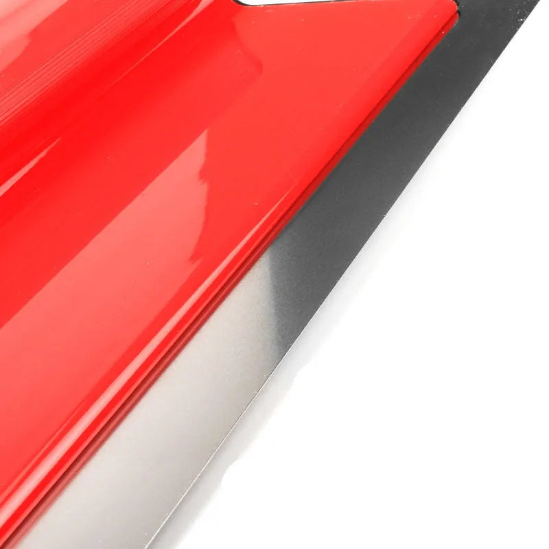 Red leveling scraper with 40cm stainless steel blade for putty scraping and wallpaper pasting