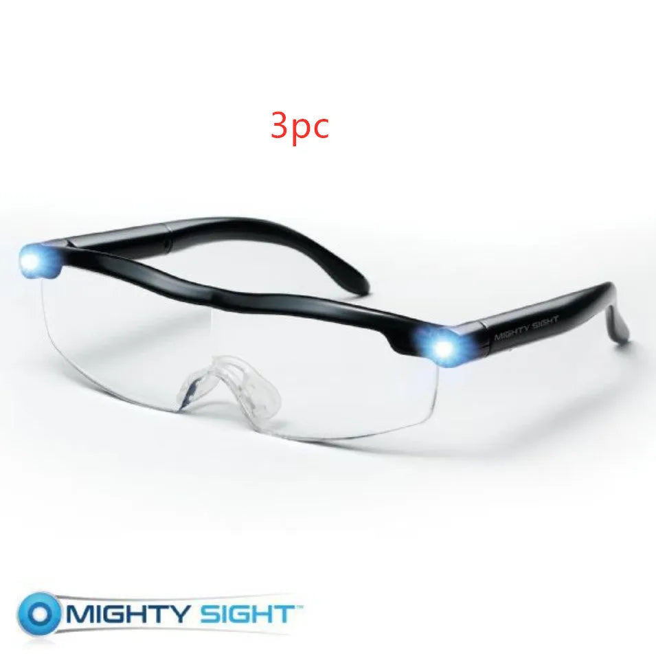 Transparent black USB LED light reading glasses with ABS plastic frame