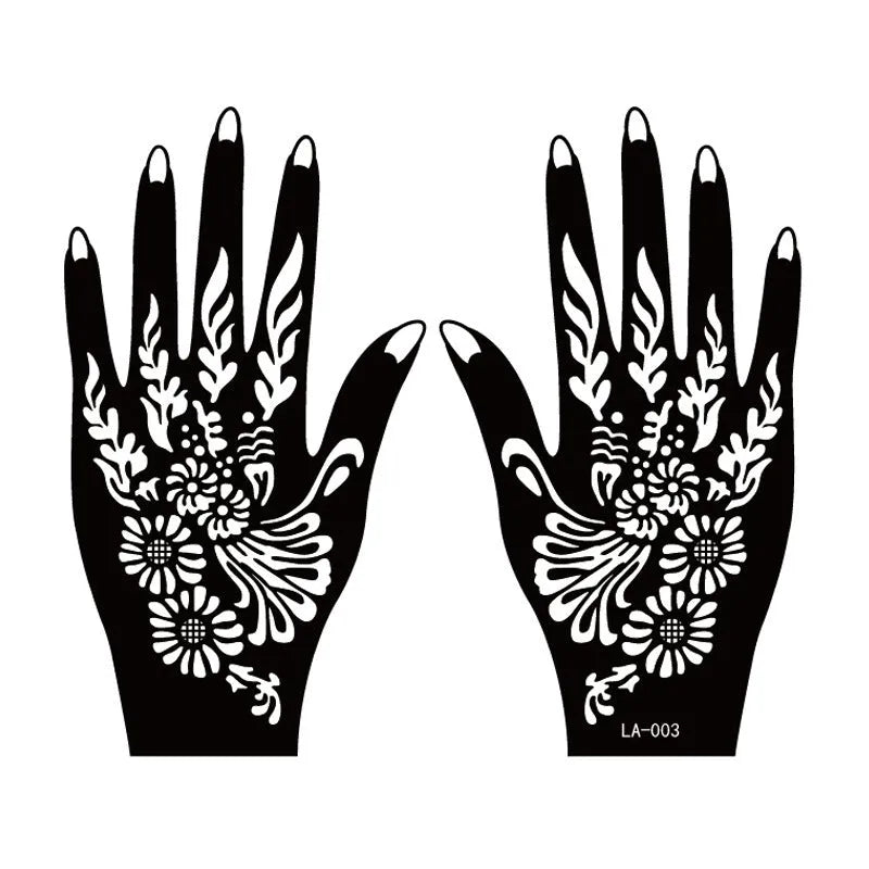 2 sheets black craft paper hand tattoo decal henna stencil for temporary hand use