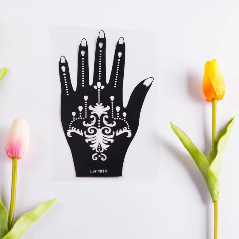 2 sheets black craft paper hand tattoo decal henna stencil for temporary hand use