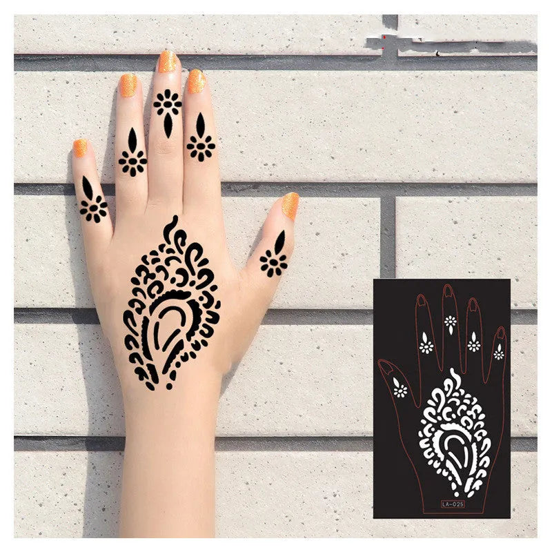 2 sheets black craft paper hand tattoo decal henna stencil for temporary hand use