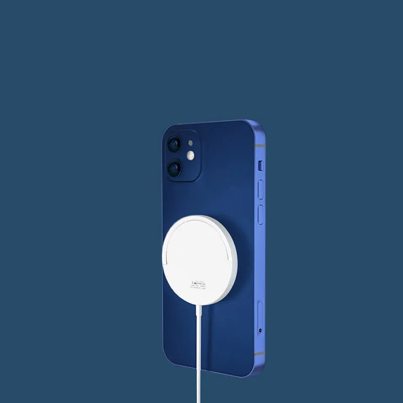 Black magnetic bracket wireless charger with Type-C port holding a mobile phone at an angle