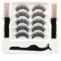 Magnetic false eyelashes and eyeliner set with five pairs of reusable mink lashes.