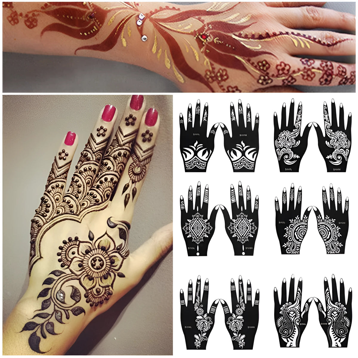 2 sheets black craft paper hand tattoo decal henna stencil for temporary hand use