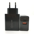 18W USB-C PD fast charger with bare metal housing in black or white with US or EU plug