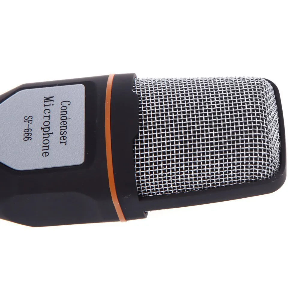 Black wired computer microphone with clip holder for PC use