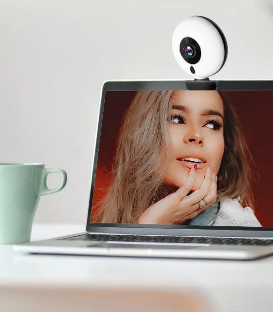 Black 2K HD USB webcam for PC with 12mm focal length and 10m effective distance for live streaming and video conferencing