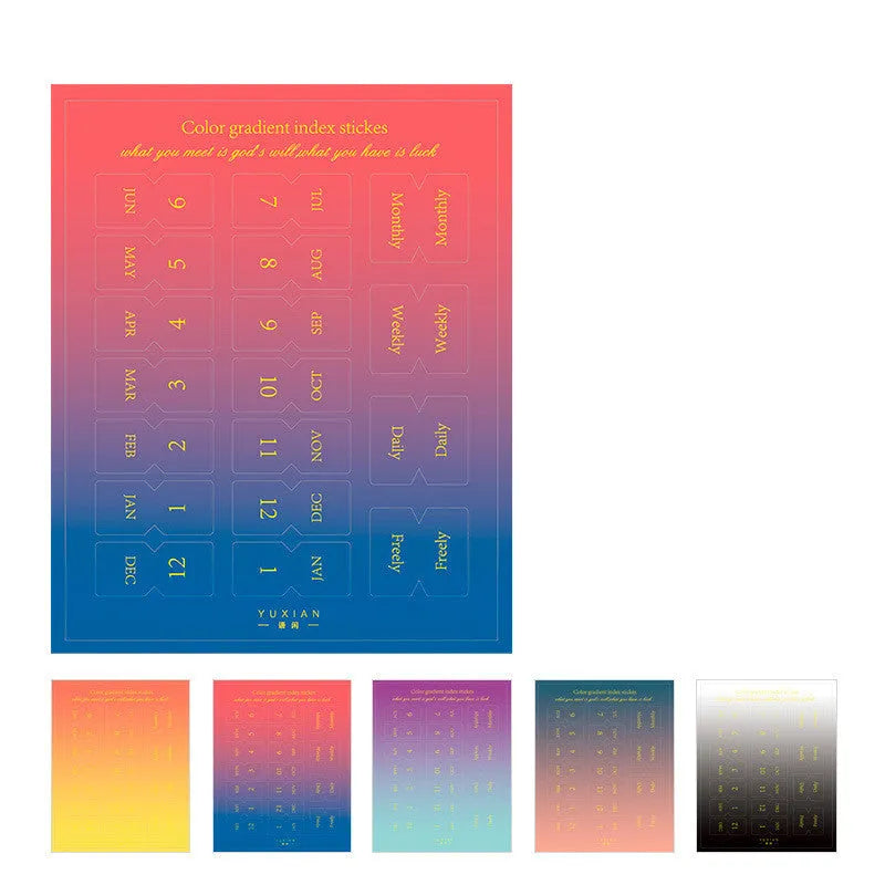 Gradient Morandi label stickers in rectangular 88x110mm format with adhesive backing