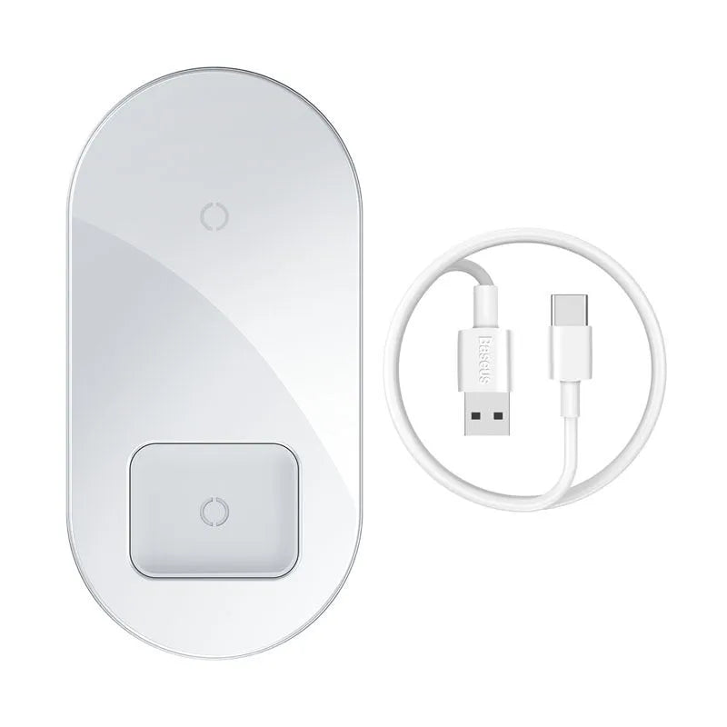 Baseus minimalist 2-in-1 wireless charger pro version for phones and AirPods in three colour options