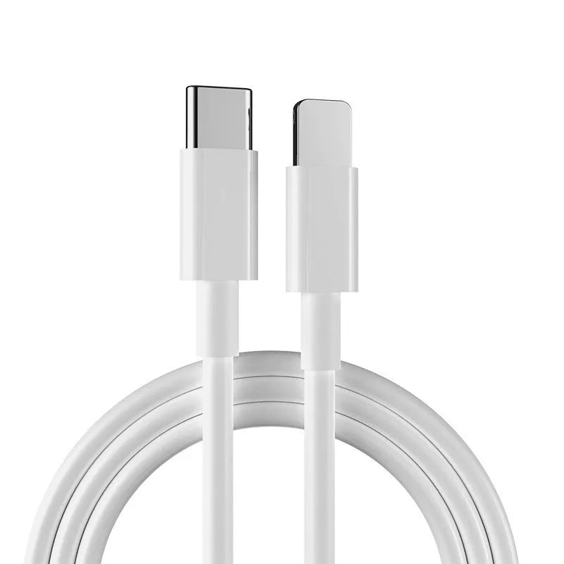 White 20W USB-C fast charger with 1m cable for iPhone and iPad charging