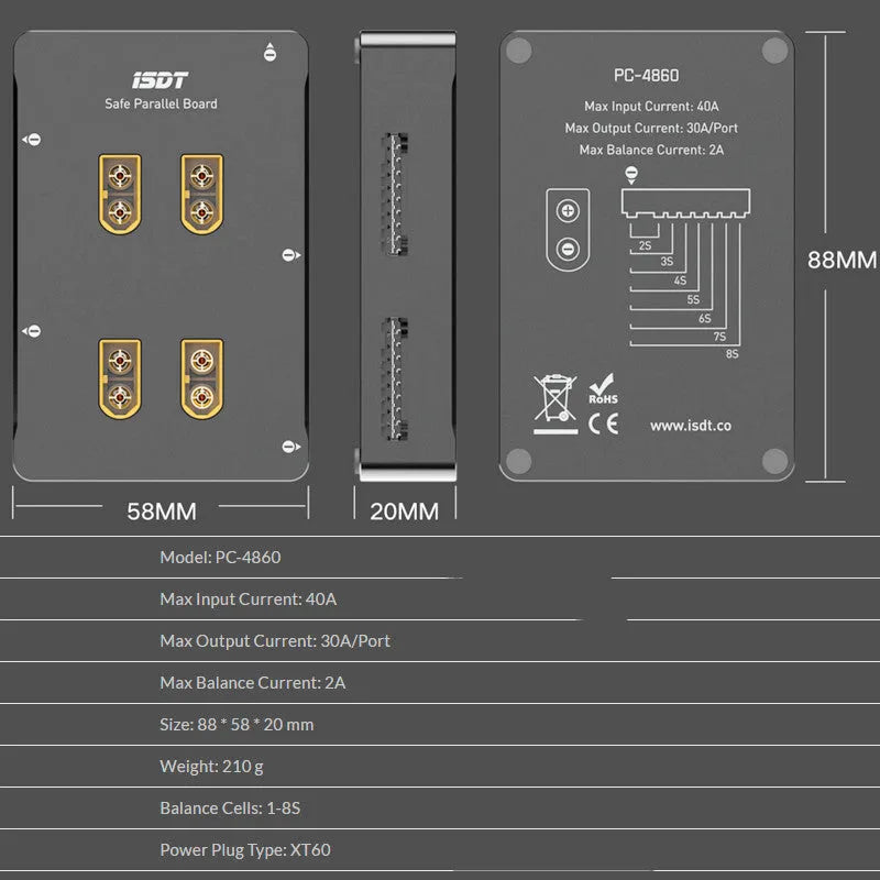 Grey Astor parallel charging board for RC drone and electric toy battery accessories