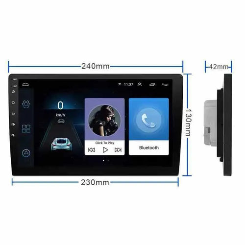 Black 10 inch rotating screen car GPS navigator for GM vehicles on a dashboard