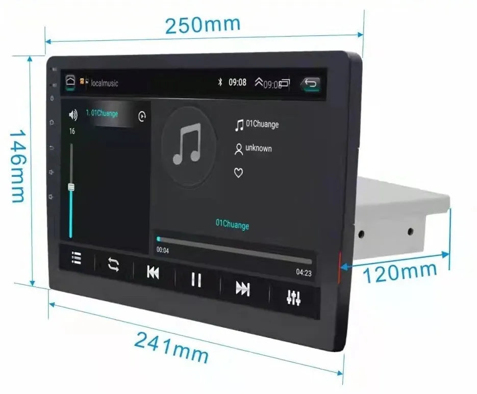 Black 10 inch rotating screen car GPS navigator for GM vehicles on a dashboard