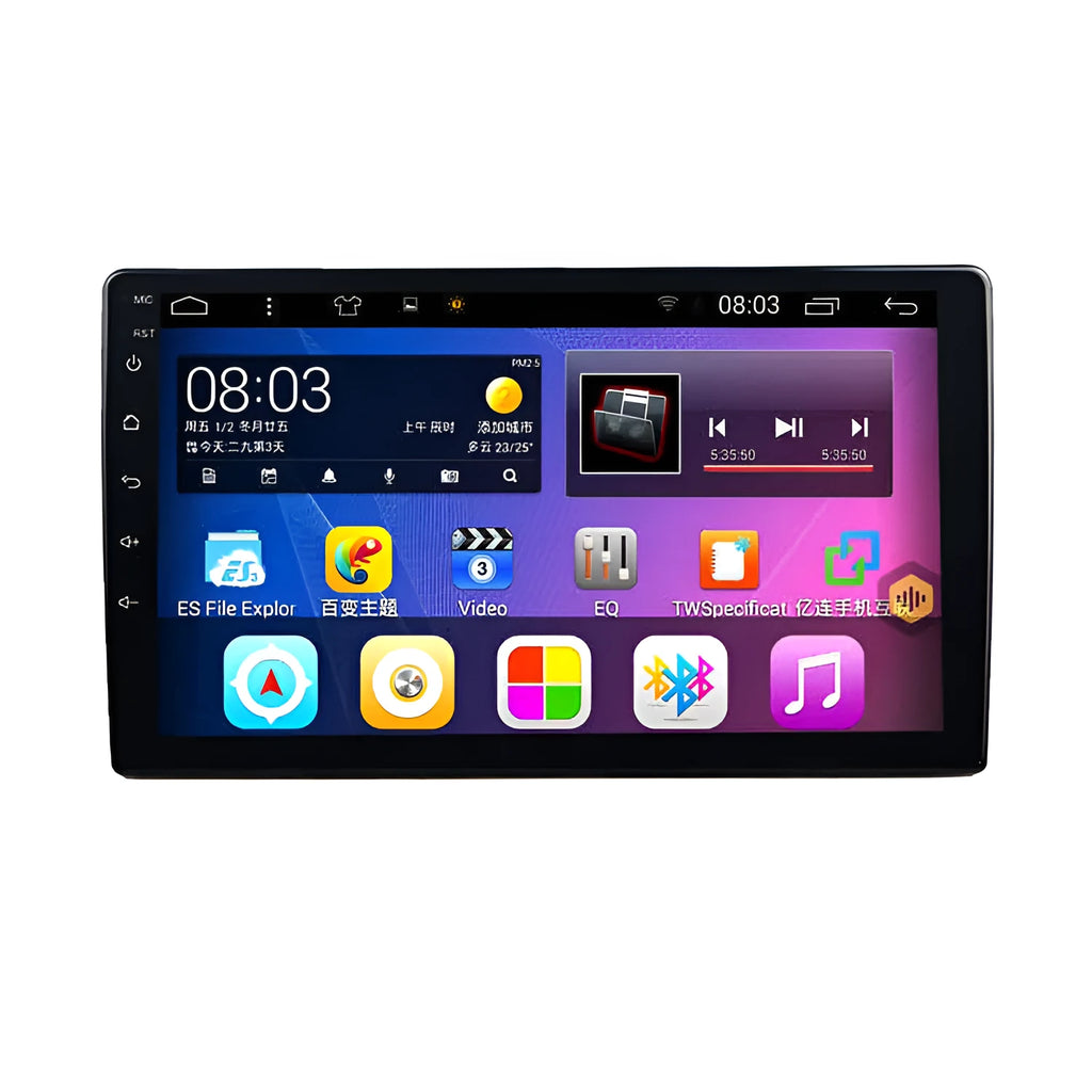 Black 10 inch rotating screen car GPS navigator for GM vehicles on a dashboard