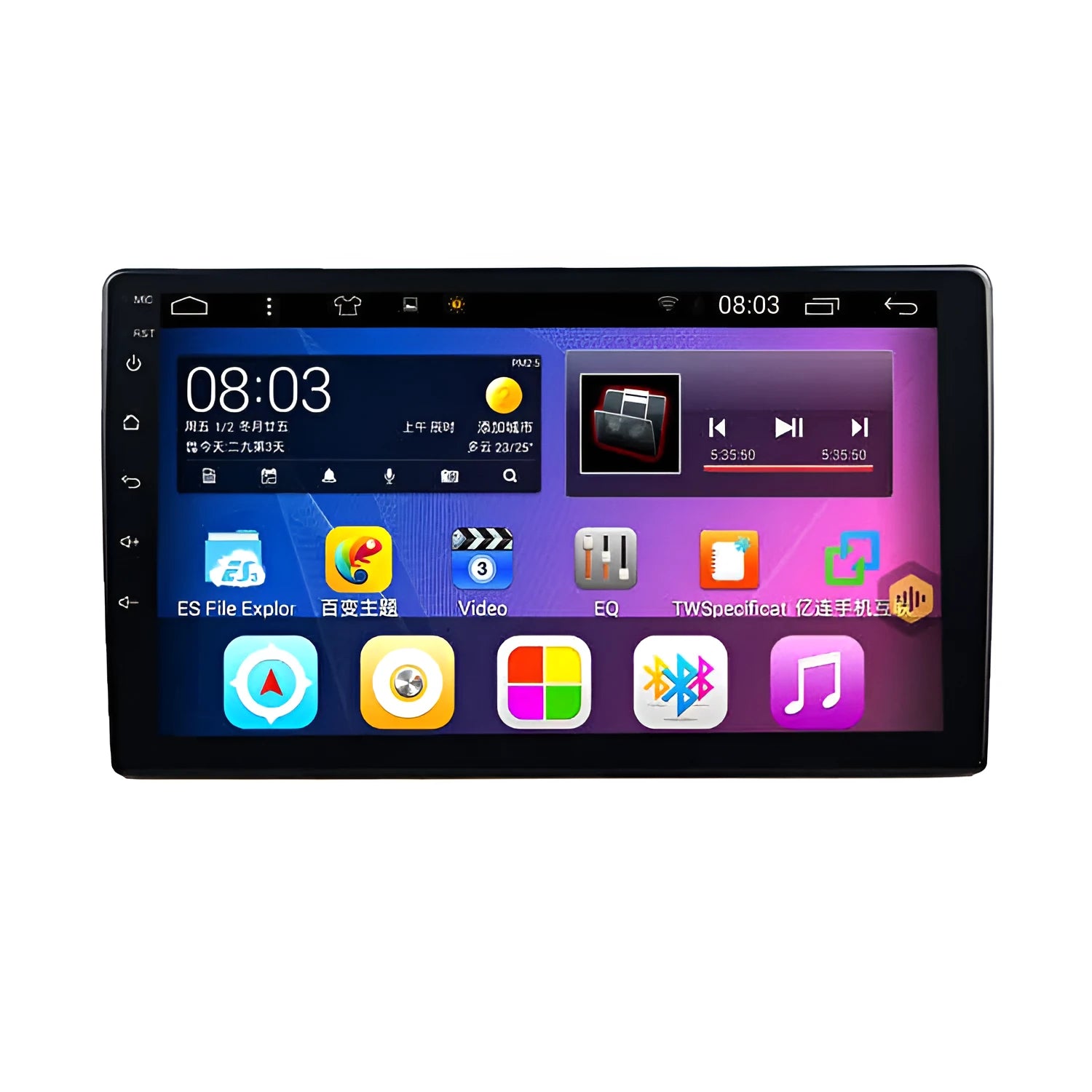 Black 10 inch rotating screen car GPS navigator for GM vehicles on a dashboard