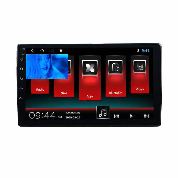 Black 10 inch rotating screen car GPS navigator for GM vehicles on a dashboard