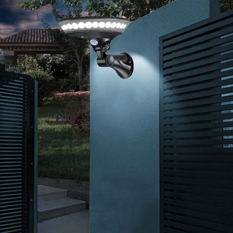 360 degree luminous solar outdoor light with motion sensor and waterproof housing