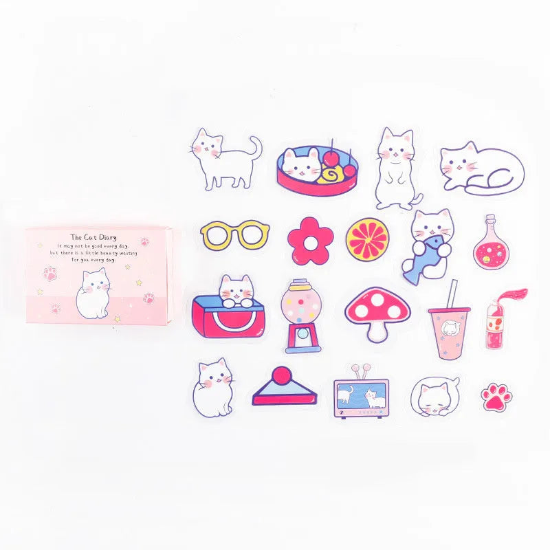 Thibe Little Haruhito box of 20 decorative stationery stickers in four colours for hand accounts and journals