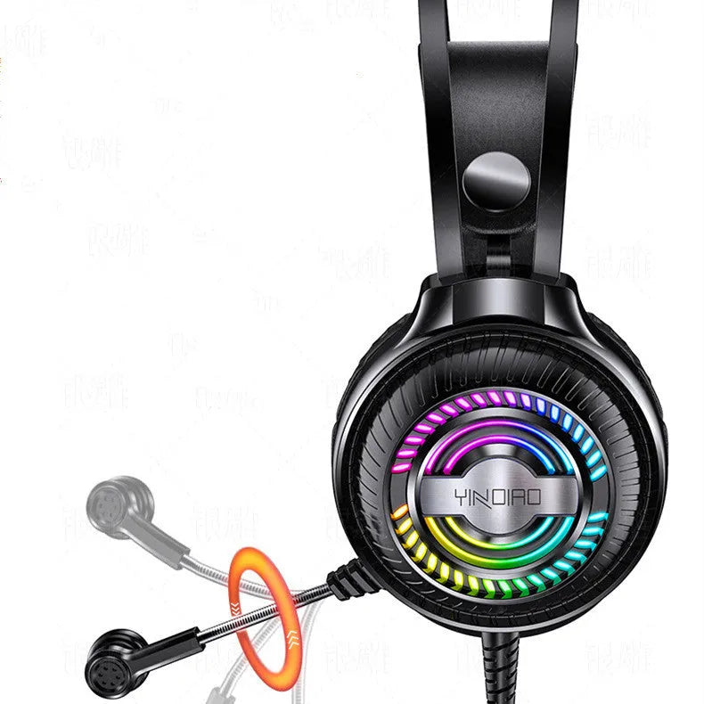 Wired PC headset with black protein earmuffs and 2.39-metre cable connected to 3.5mm plug