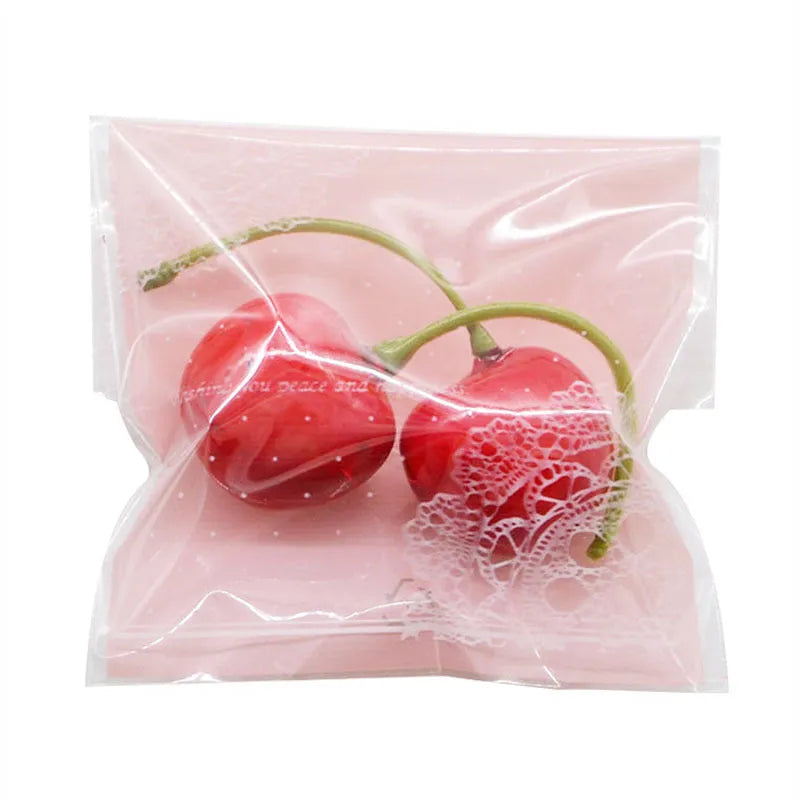Pink self-adhesive plastic packaging bags for handmade soaps with UV printing