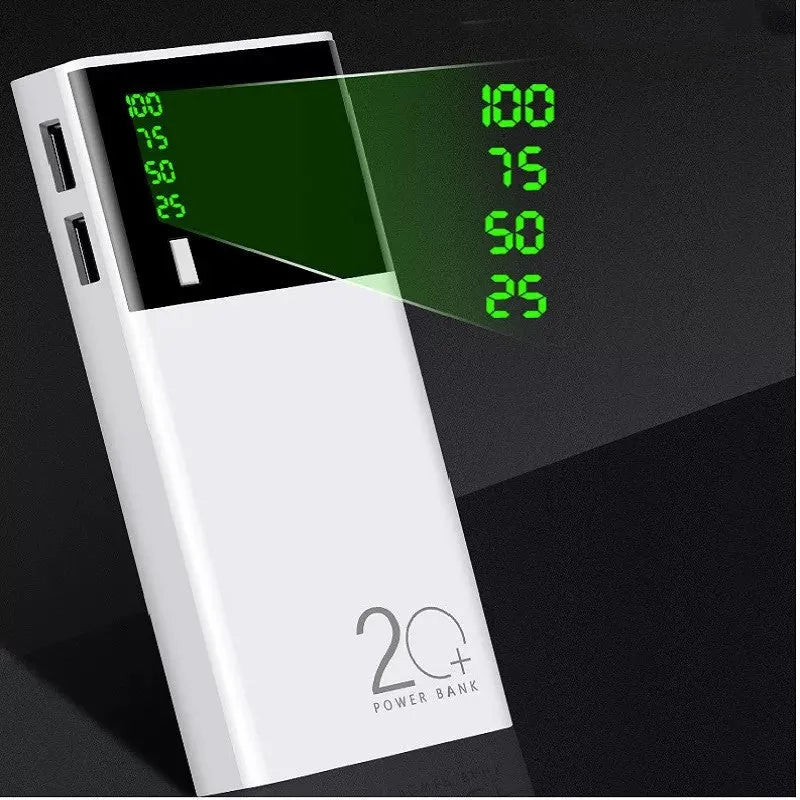 Black Rice 20000mAh power bank showing front view with compact rectangular design