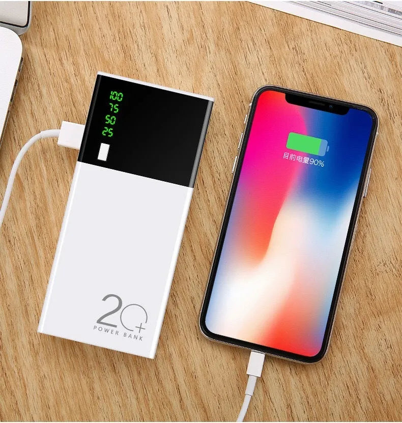 Black Rice 20000mAh power bank showing front view with compact rectangular design