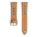 Rivet leather watch strap compatible with Apple Watch 1-6 SE in 38mm 40mm 42mm 44mm with silver gold or rose gold nails