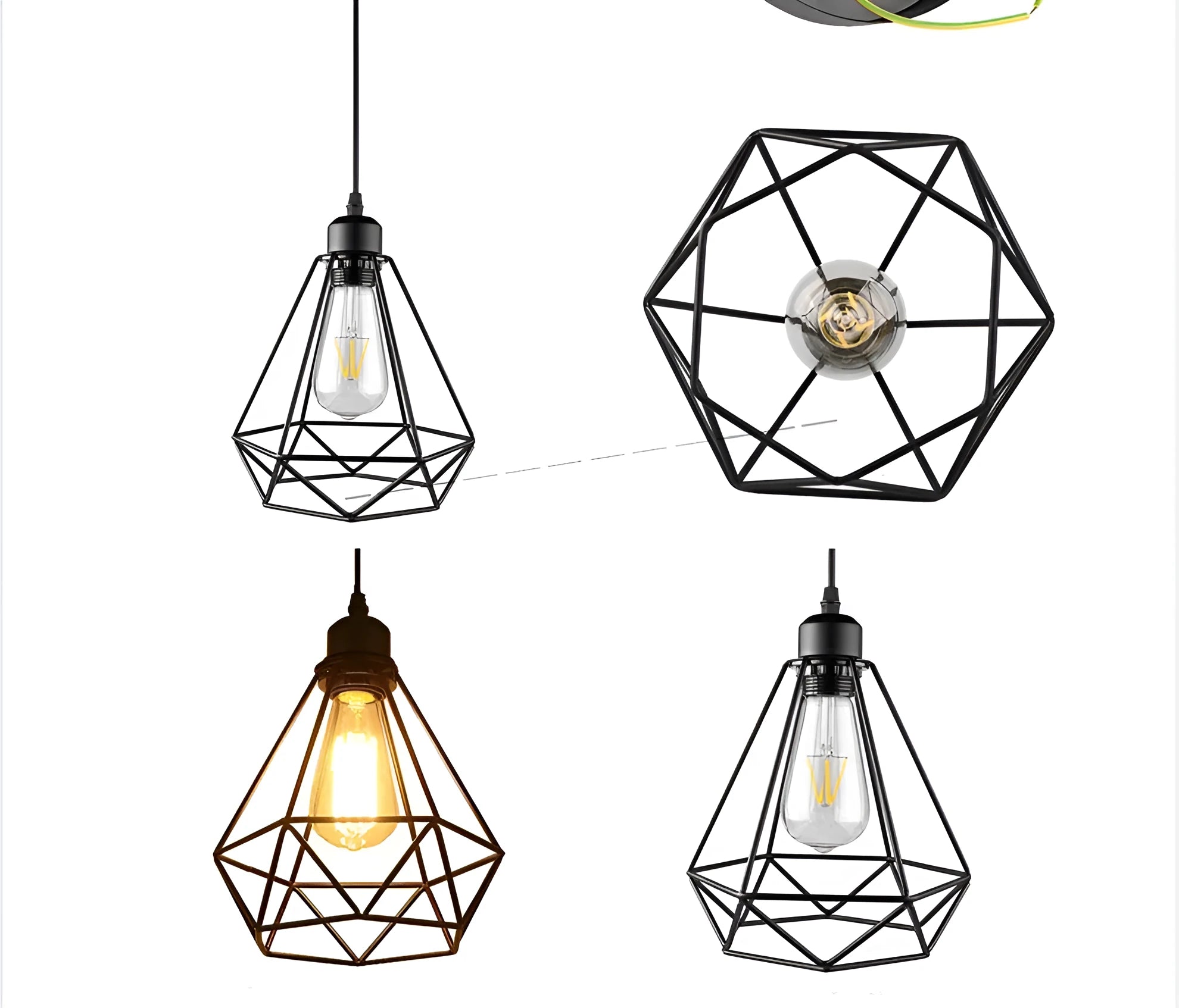 Black iron Nordic retro chandelier with LED light for ceiling mounting