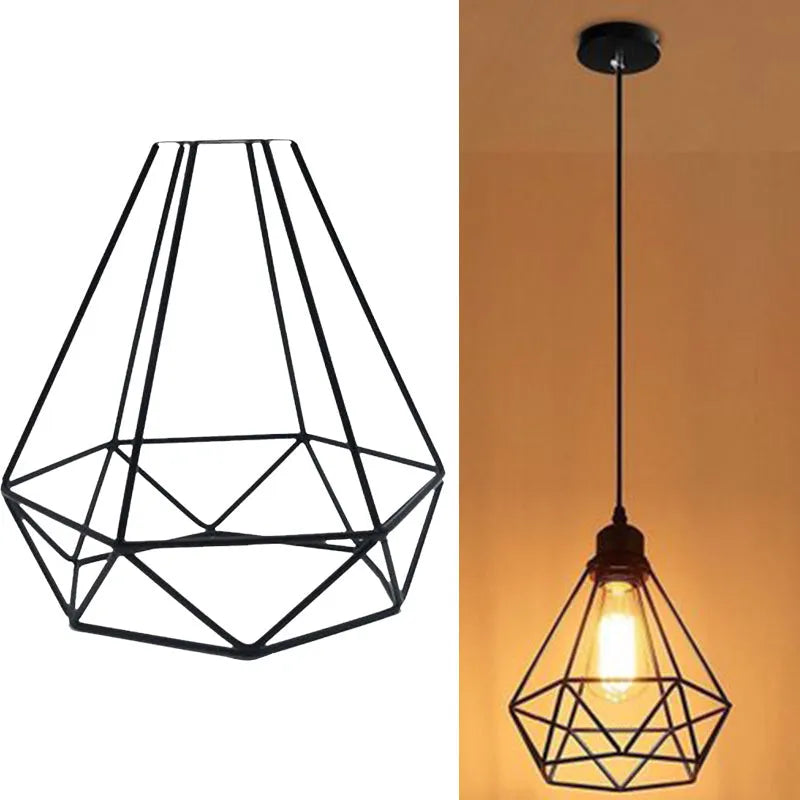 Black iron Nordic retro chandelier with LED light for ceiling mounting