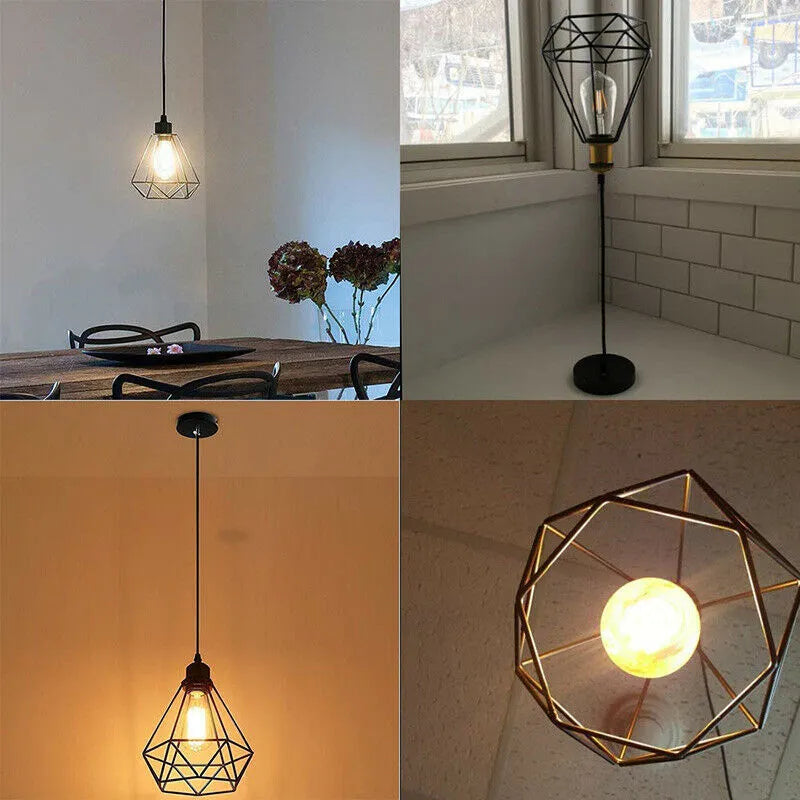 Black iron Nordic retro chandelier with LED light for ceiling mounting