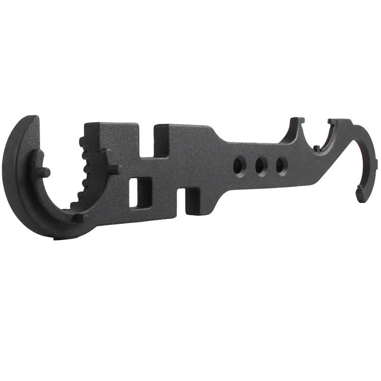 Black all-steel combination wrench for AR15 and M4 firearm maintenance with dual-purpose design