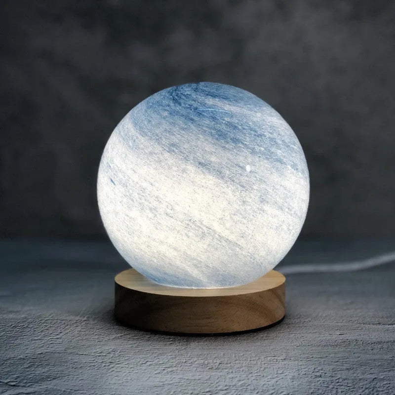 Nordic style USB bedside table lamp with glass shade in one of seven colour options