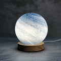 Nordic style USB bedside table lamp with glass shade in one of seven colour options