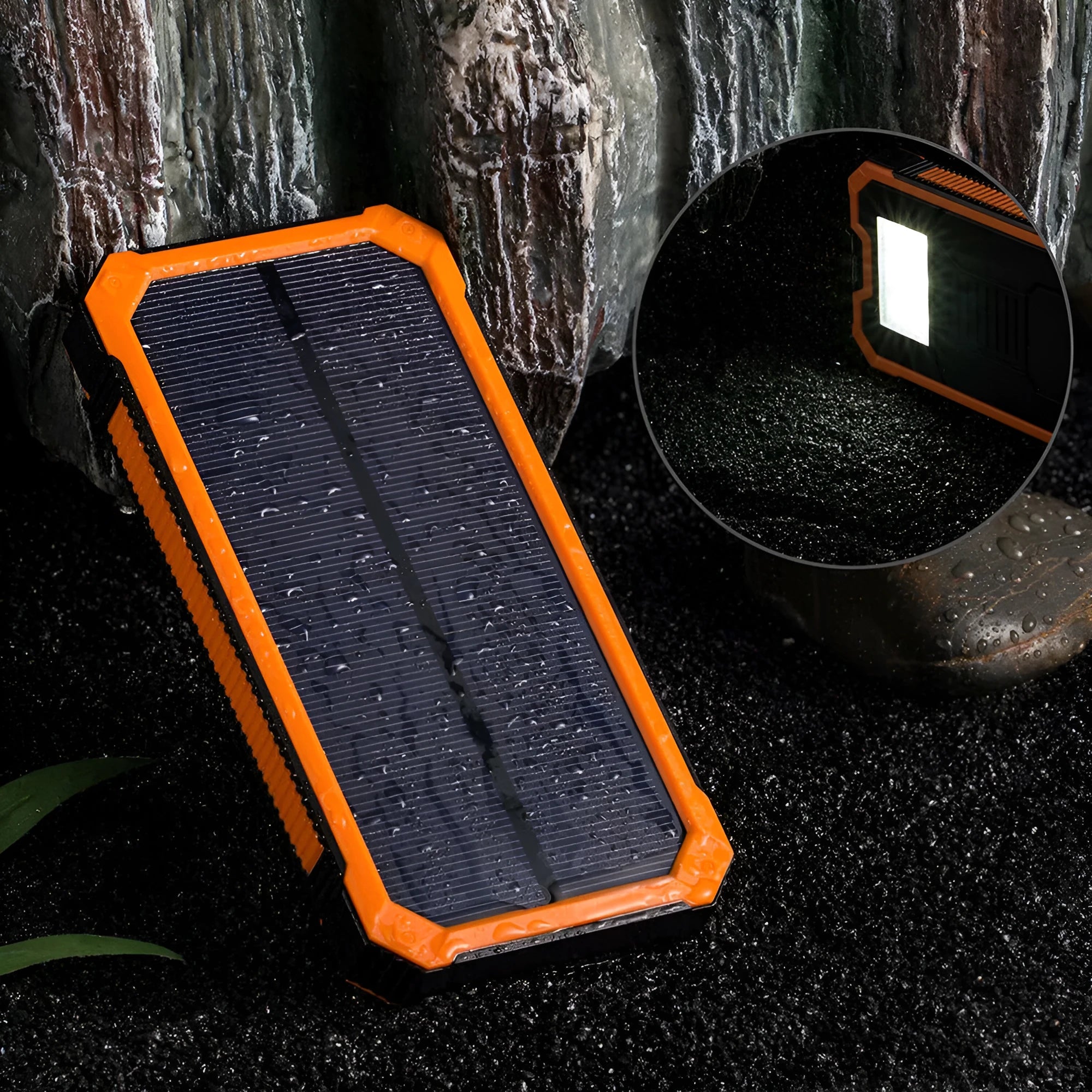 Factory three proofs solar power bank in orange, yellow, black, or green colours showing USB ports