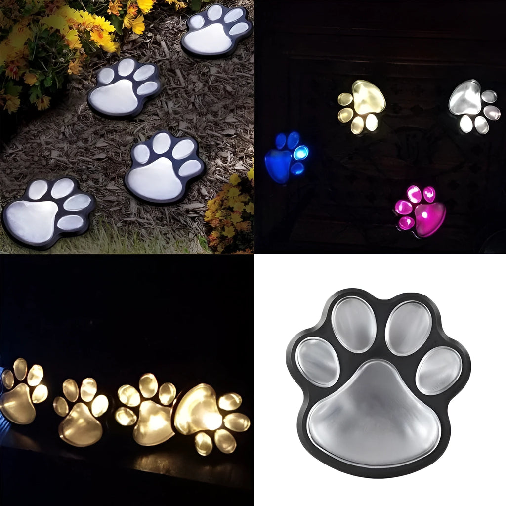 Black bear paw shaped solar garden lights set of four with solar panel
