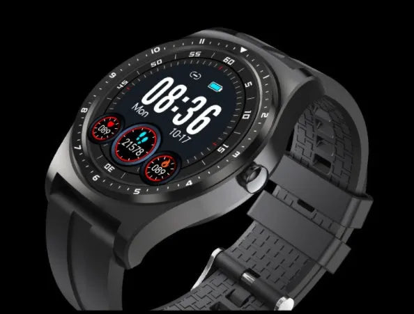 Full-circle touch smart watch with heart rate and blood pressure monitoring on wrist