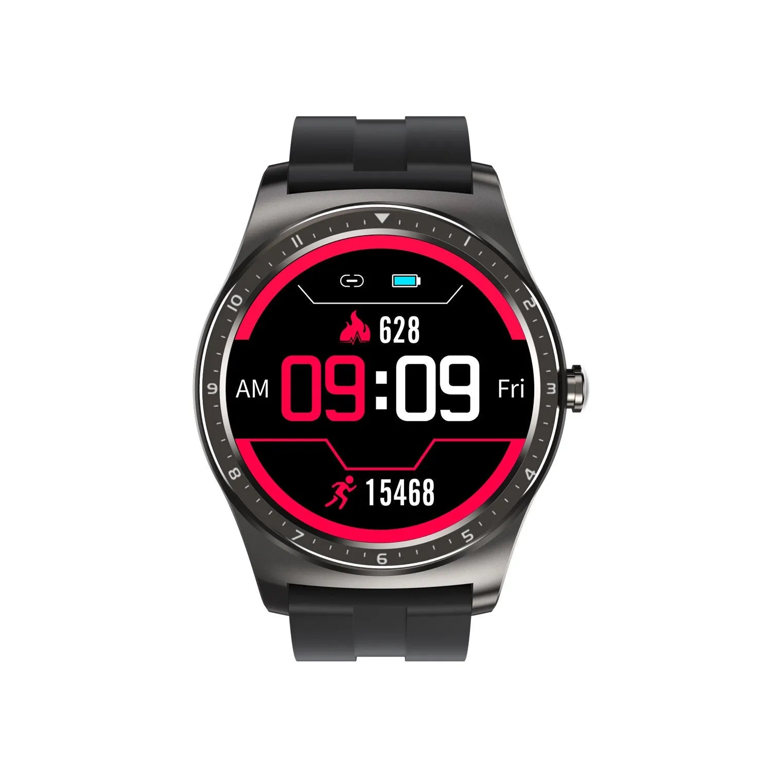 Full-circle touch smart watch with heart rate and blood pressure monitoring on wrist