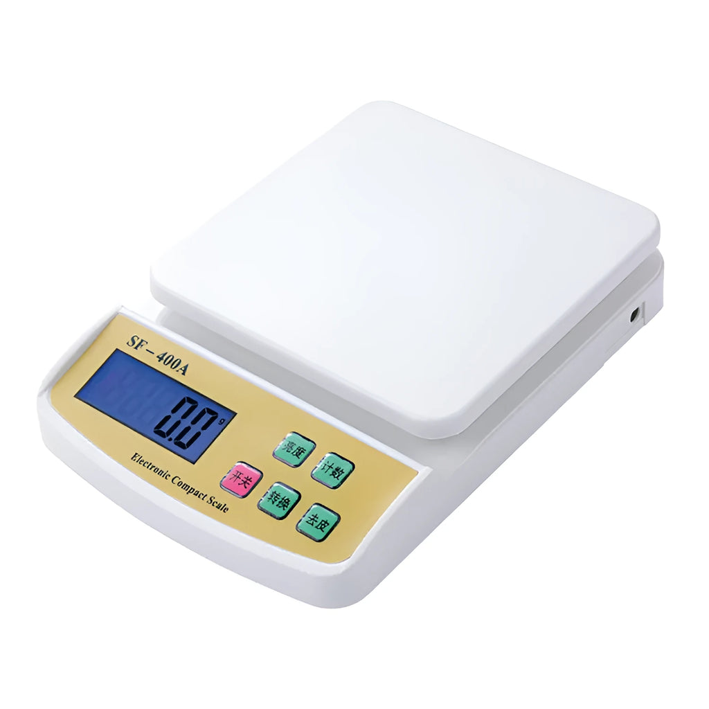 SF-400A electronic kitchen scale with digital display showing weight measurement