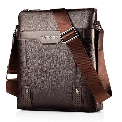 Men's medium casual shoulder bag in PU leather with a single strap and zipper