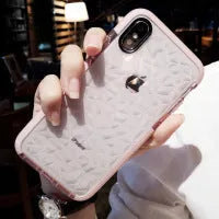 Striped TPU iPhone case back cover with choice of black, pink or white borders