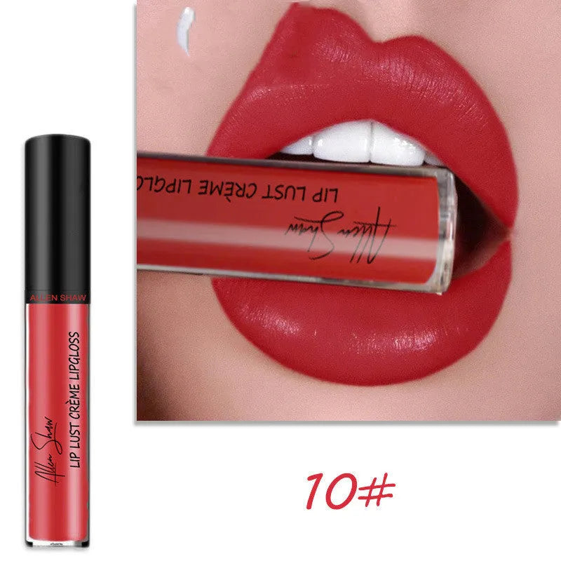 Silky cream texture lip gloss tube in various colour options including a 12-piece set.