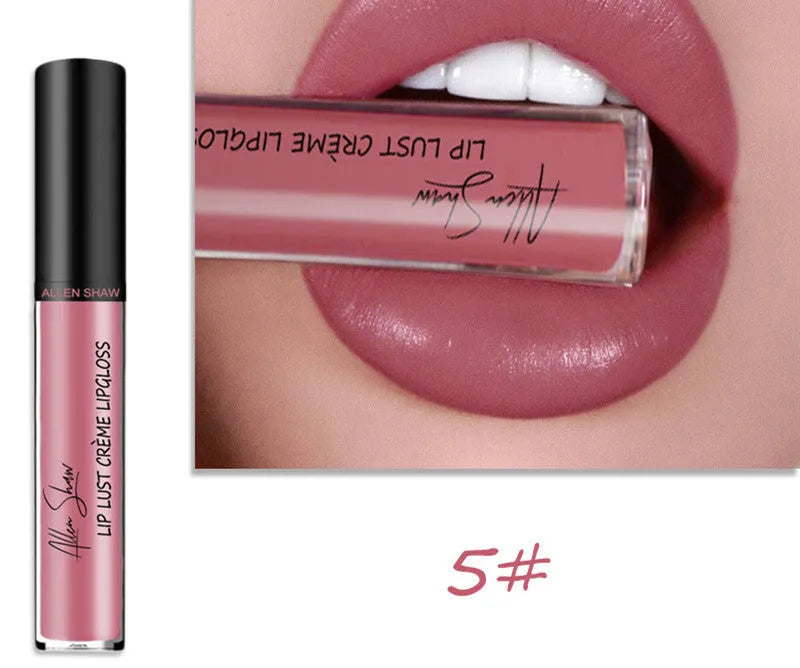 Silky cream texture lip gloss tube in various colour options including a 12-piece set.
