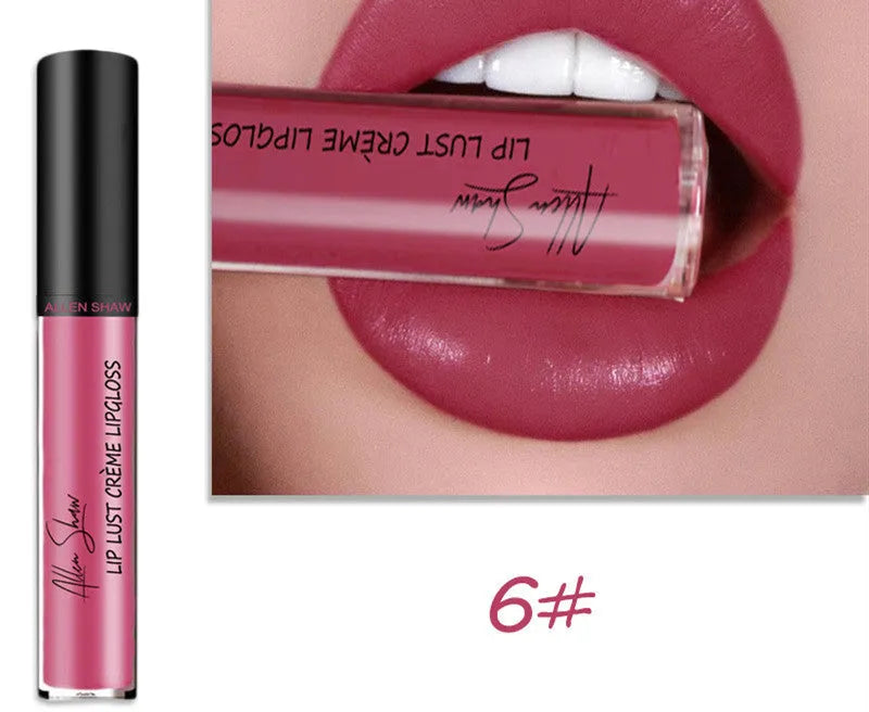 Silky cream texture lip gloss tube in various colour options including a 12-piece set.